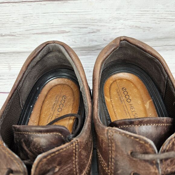 Ecco Helsinki 2 Oxford Lace Up Brown Leather Shoes Bike Toe Sz EU 44 US 10-10.5